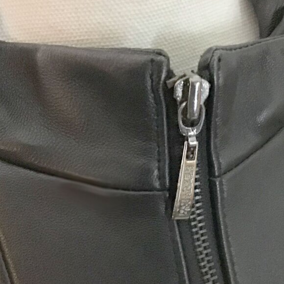 Kenneth Cole Reaction Black Collar Leather Coat - Picture 4 of 15